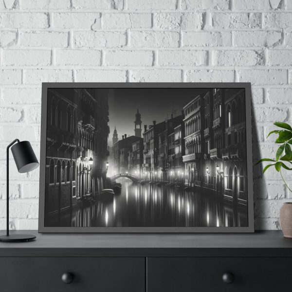 93855-399.jpg Venice Canal at Night Framed Poster