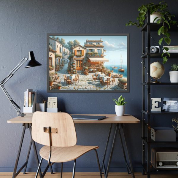 93855-438.jpg Small Italian Tavern With Blue Sea Framed Poster