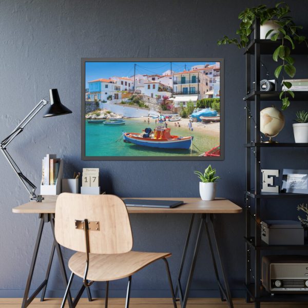 93855-462.jpg Greek Coastal Town Framed Poster