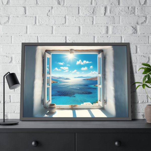 View of the Sea From the Window in Greece Framed Poster