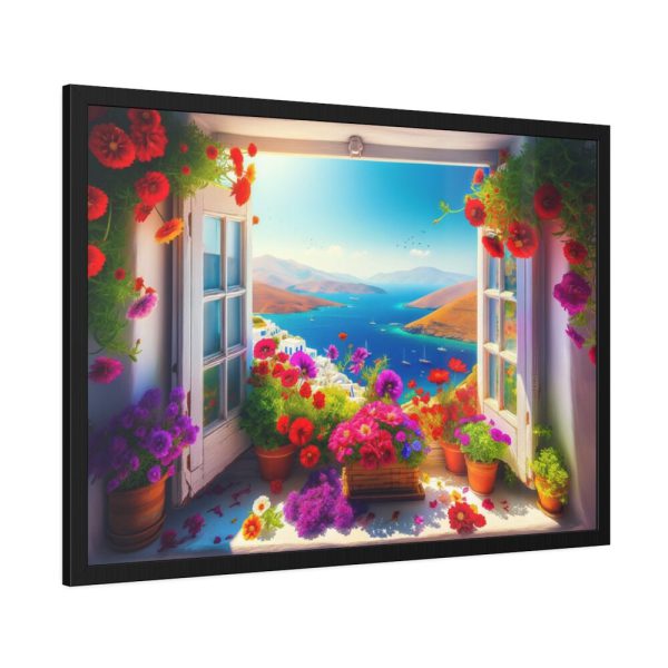 Window View in Greece Framed Poster