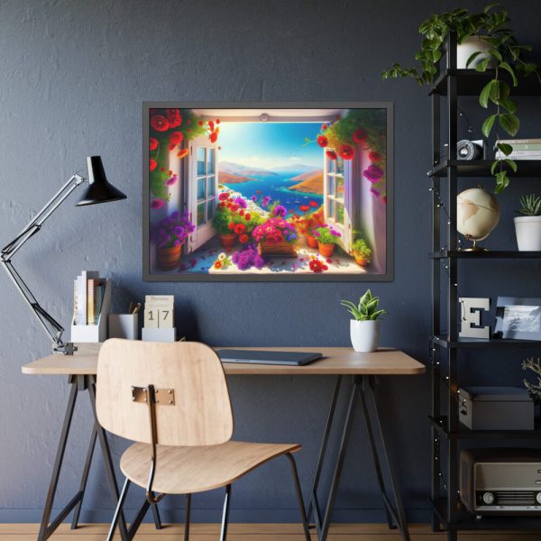 Window View in Greece Framed Poster