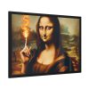 93855-517.jpg Mona Lisa Raising Index Finger With Fire Framed Poster