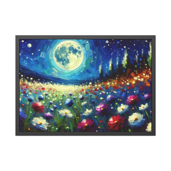 93855-524.jpg Moonlit Field of Colorful Flowers Framed Poster