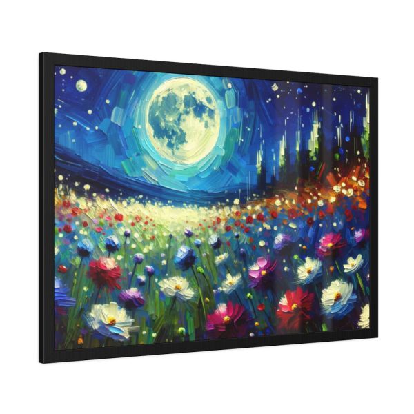 93855-525.jpg Moonlit Field of Colorful Flowers Framed Poster