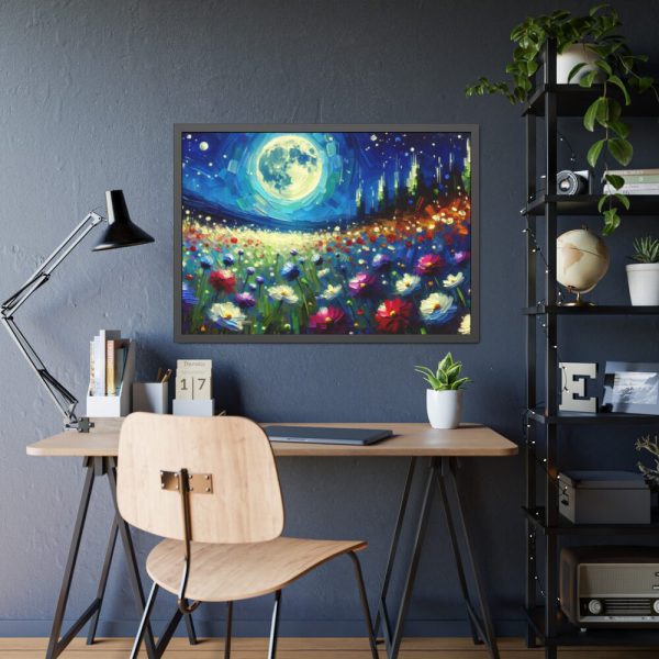 93855-526.jpg Moonlit Field of Colorful Flowers Framed Poster