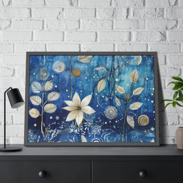 Blue Floral Seamless Pattern Framed Poster
