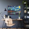 City Skyline at Night With Vibrant Swirling Colors Framed Poster