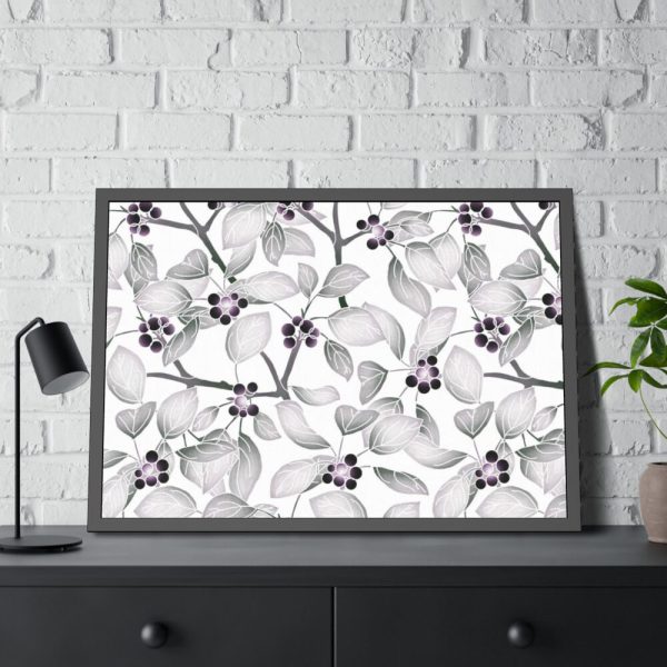 93855-63.jpg Grey Floral Pattern Framed Poster