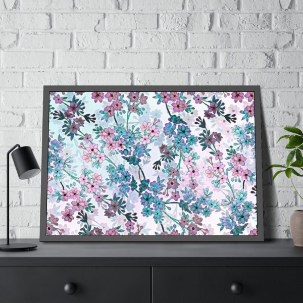 93855-87.jpg Pinkish Floral Pattern Framed Poster