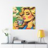 101419-122.jpg Girl Drinking Coffee in Pop Art Standard Canvas