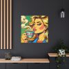 101419-123.jpg Girl Drinking Coffee in Pop Art Standard Canvas