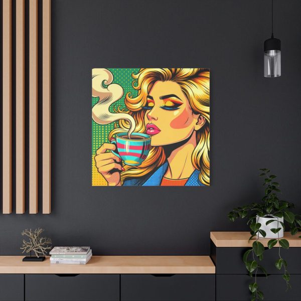 101419-123.jpg Girl Drinking Coffee in Pop Art Standard Canvas