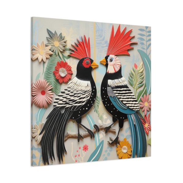 Textured Illustration of Two Tropical Birds Standard Canvas