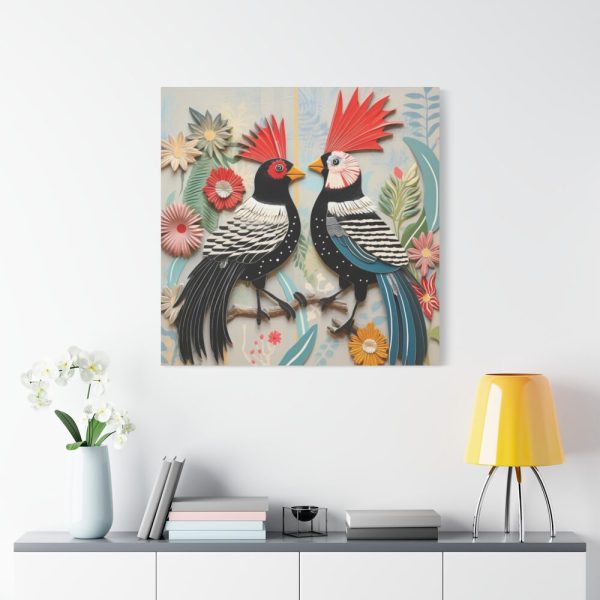 Textured Illustration of Two Tropical Birds Standard Canvas