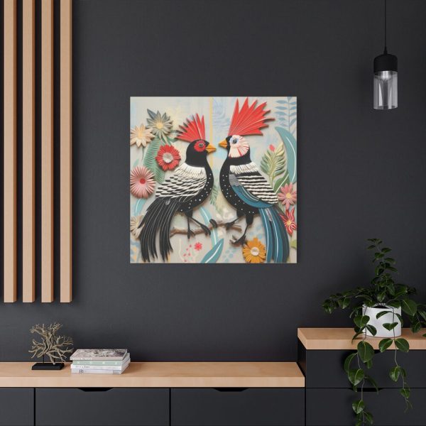 Textured Illustration of Two Tropical Birds Standard Canvas