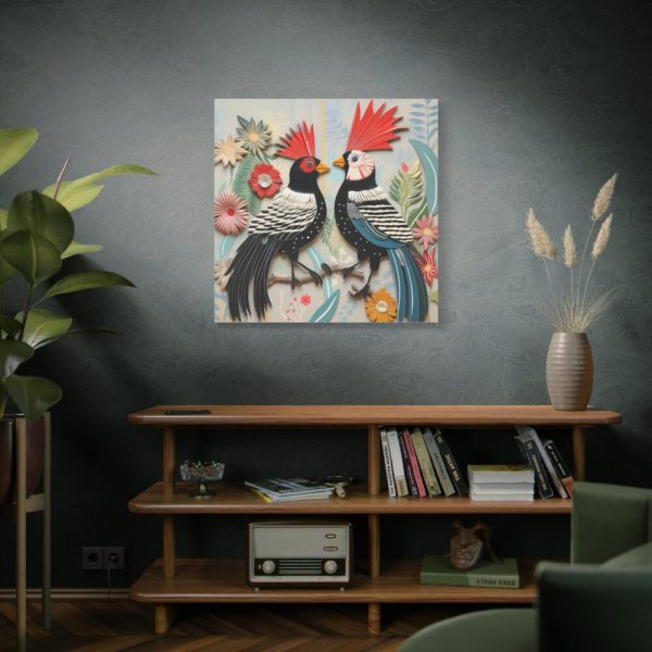 Textured Illustration of Two Tropical Birds Standard Canvas