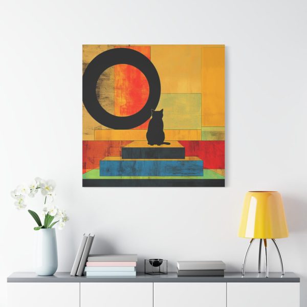 101419-302.jpg Black Cat Sitting on Squares Standard Canvas