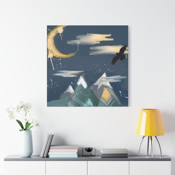 101419-312.jpg Mountains With a Silhouette Wolf Boho Style Standard Canvas