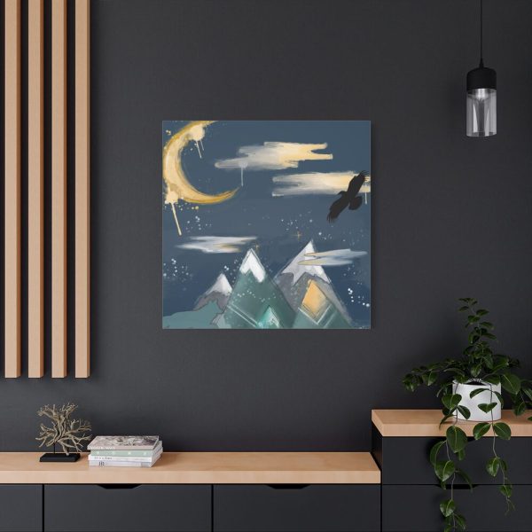 101419-313.jpg Mountains With a Silhouette Wolf Boho Style Standard Canvas