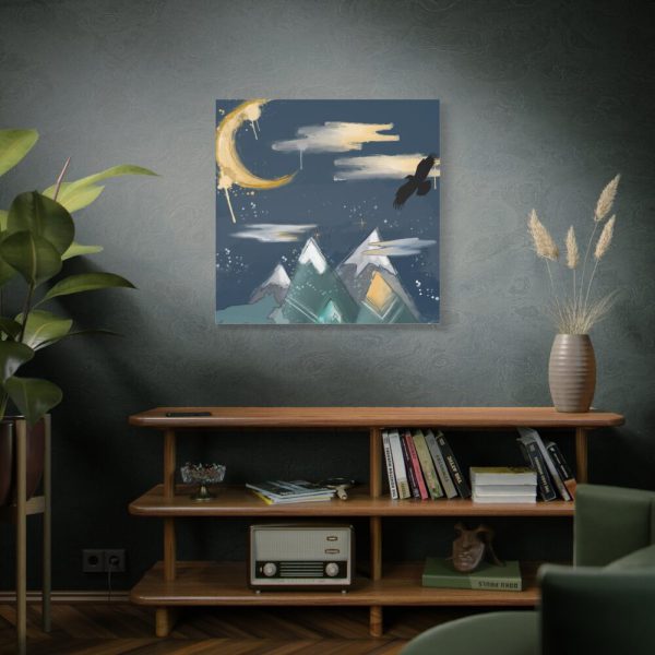 101419-314.jpg Mountains With a Silhouette Wolf Boho Style Standard Canvas