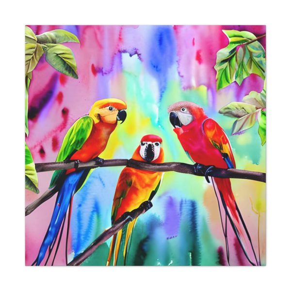 Three Red Parrot Tropical Birds Standard Canvas