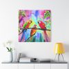 Three Red Parrot Tropical Birds Standard Canvas