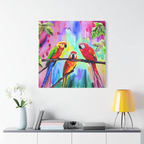 Three Red Parrot Tropical Birds Standard Canvas