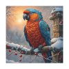 101419-46.jpg Parrot On A Snowy Branch Standard Canvas