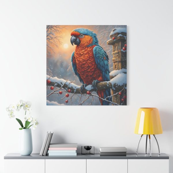 101419-47.jpg Parrot On A Snowy Branch Standard Canvas