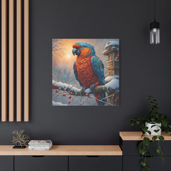 101419-48.jpg Parrot On A Snowy Branch Standard Canvas