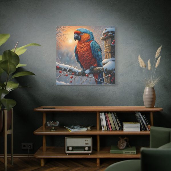 101419-49.jpg Parrot On A Snowy Branch Standard Canvas