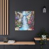 101419-78.jpg Waterfall With Rocks and Flowers Standard Canvas