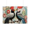 Textured Illustration of Two Tropical Birds Poster