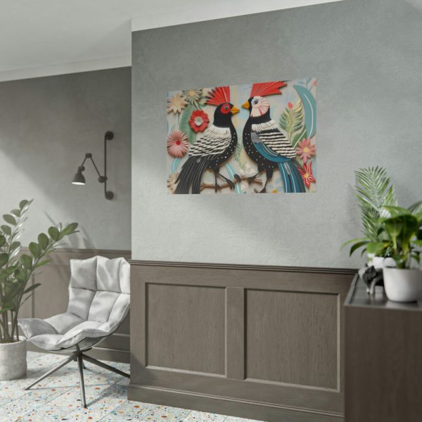 Textured Illustration of Two Tropical Birds Poster