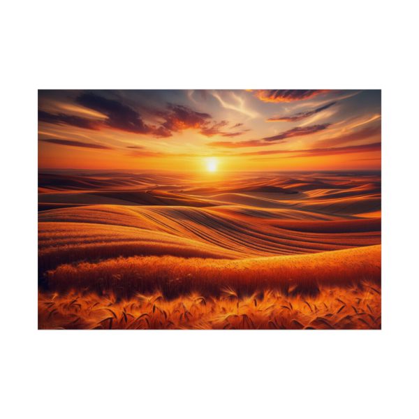 101875-145.jpg Golden Fields at Sunset With the Horizon Ablaze in Warm Colors Poster