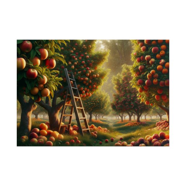 101875-150.jpg Orchard Bounty With Fruit-Laden Trees And RusticLadder Poster