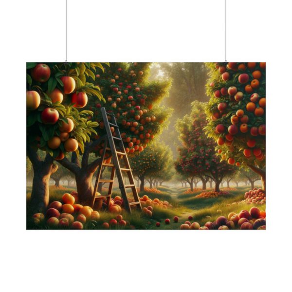 101875-151.jpg Orchard Bounty With Fruit-Laden Trees And RusticLadder Poster