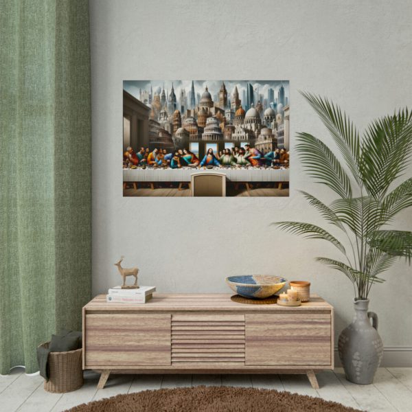 101875-158.jpg Modern Adaptation of Leonardo da Vinci's 'The Last Supper' With Iconic Architectural Wonders Poster