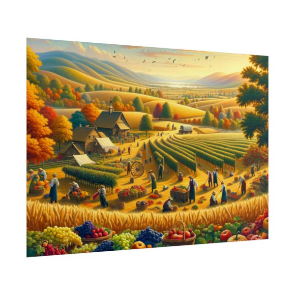 101875-167.jpg Traditional Harvest Scene Capturing the Essence of Pastoral Landscapes Poster