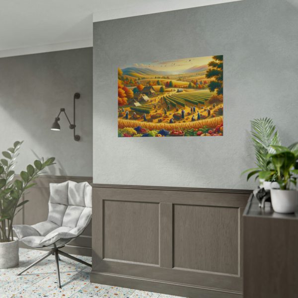 101875-169.jpg Traditional Harvest Scene Capturing the Essence of Pastoral Landscapes Poster