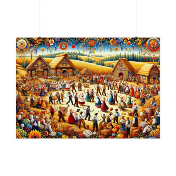 101875-176.jpg Spirit of Folk Art, Featuring a Harvest Festival Scene Poster