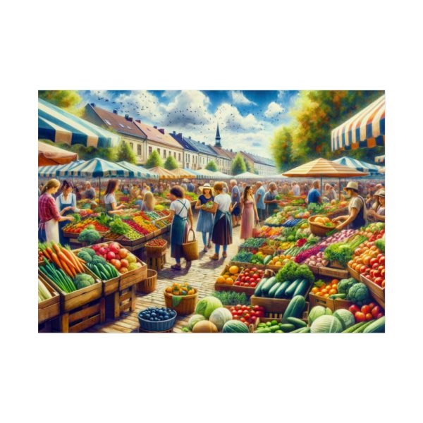 Lively Atmosphere of Farmers' Market Poster