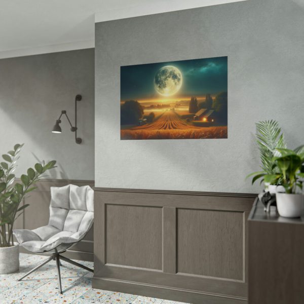 Harvest Moon Illuminating a Bountiful Harvest Field Poster