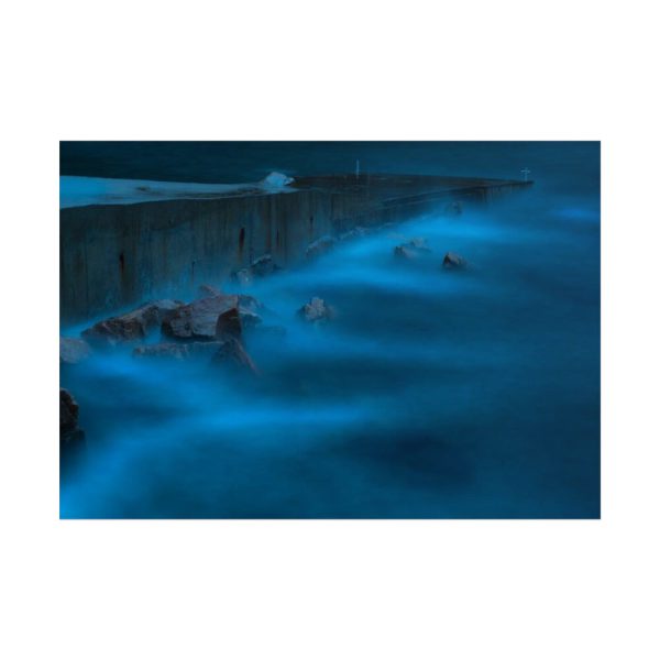 Blue Misty Sea at Night Poster