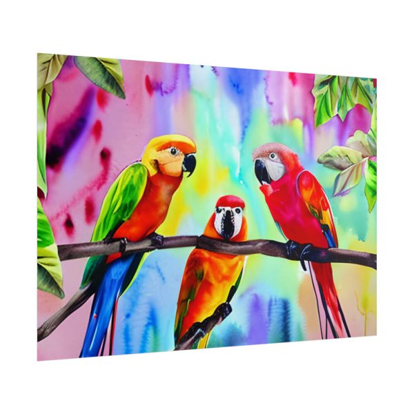 101875-252.jpg Three Red Parrot Tropical Birds Poster