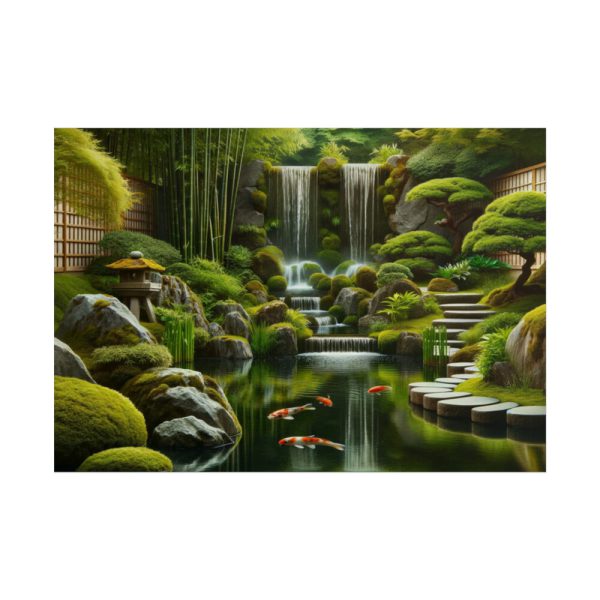 101875-375.jpg Zen Waterfall Garden in Japanese Style Poster