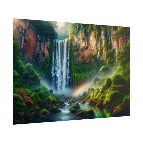 Waterfall Cascading Down Into Serene Pool Poster