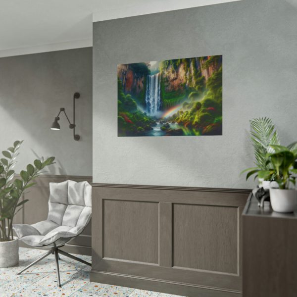 Waterfall Cascading Down Into Serene Pool Poster