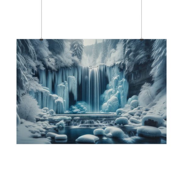 Frozen Waterfall During Winter Poster